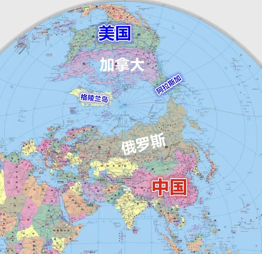 格陵兰岛和阿拉斯加州像不像美国的两只犄角