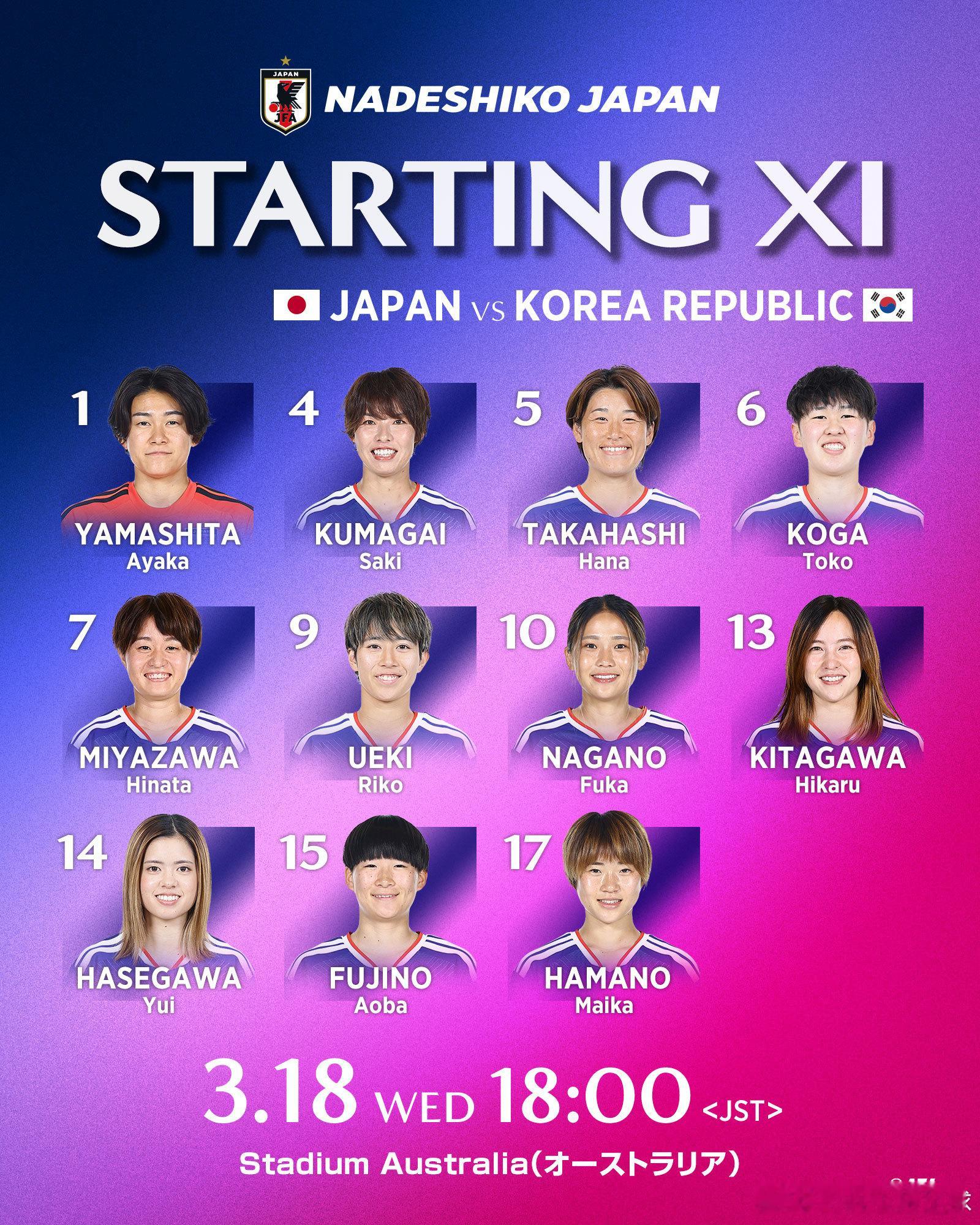 日本足球小将【比赛日·先发】nadeshiko japan日本女子代表 2026