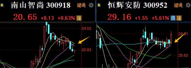 有发现，机器人恒辉安防，有可能补涨南山智尚，最近走势分离。（图一）

之前布局超