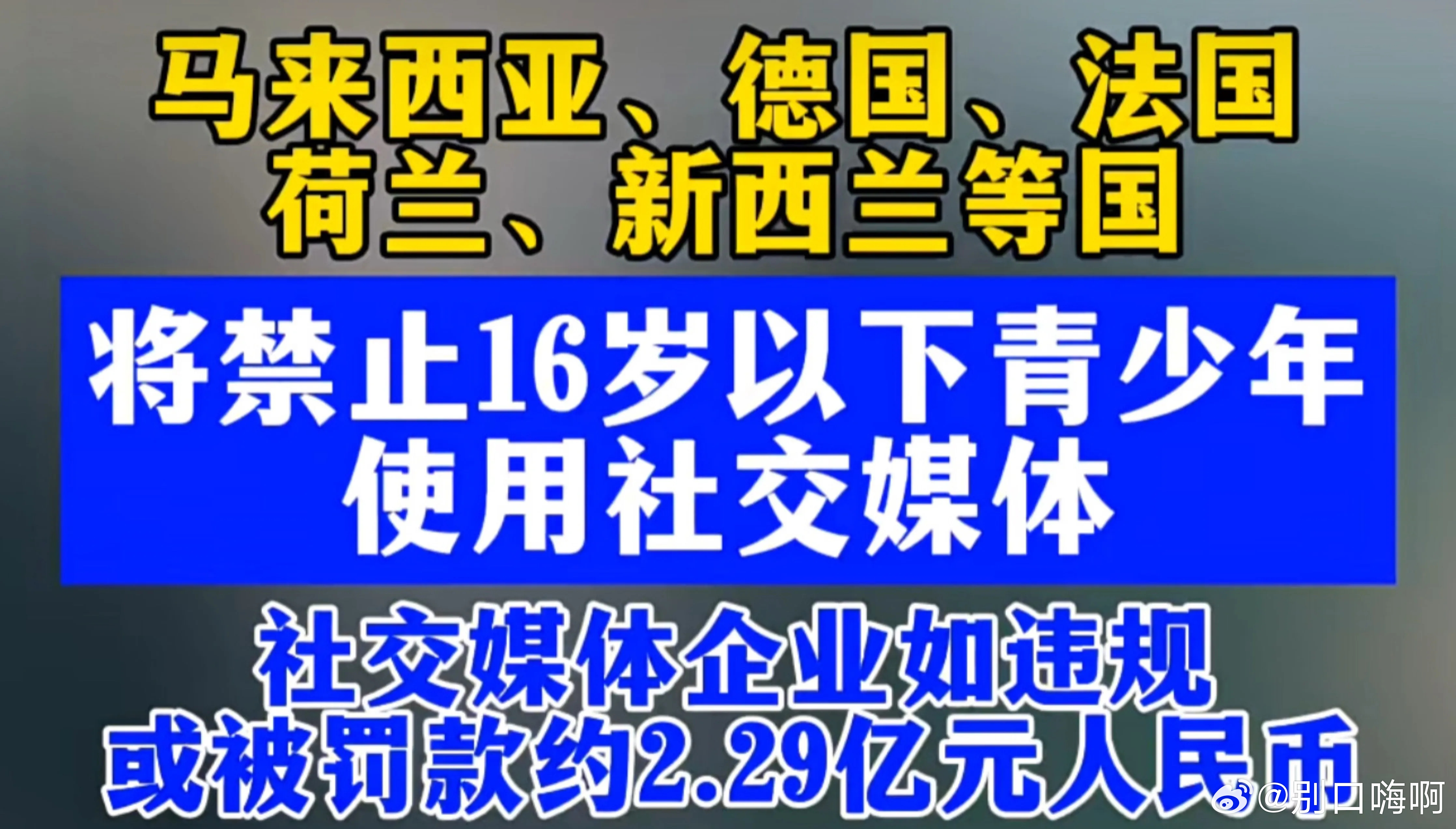 建议禁止16岁以下使用社媒马来西亚、德国、法国、荷兰、新西兰等国将限制青少年使用