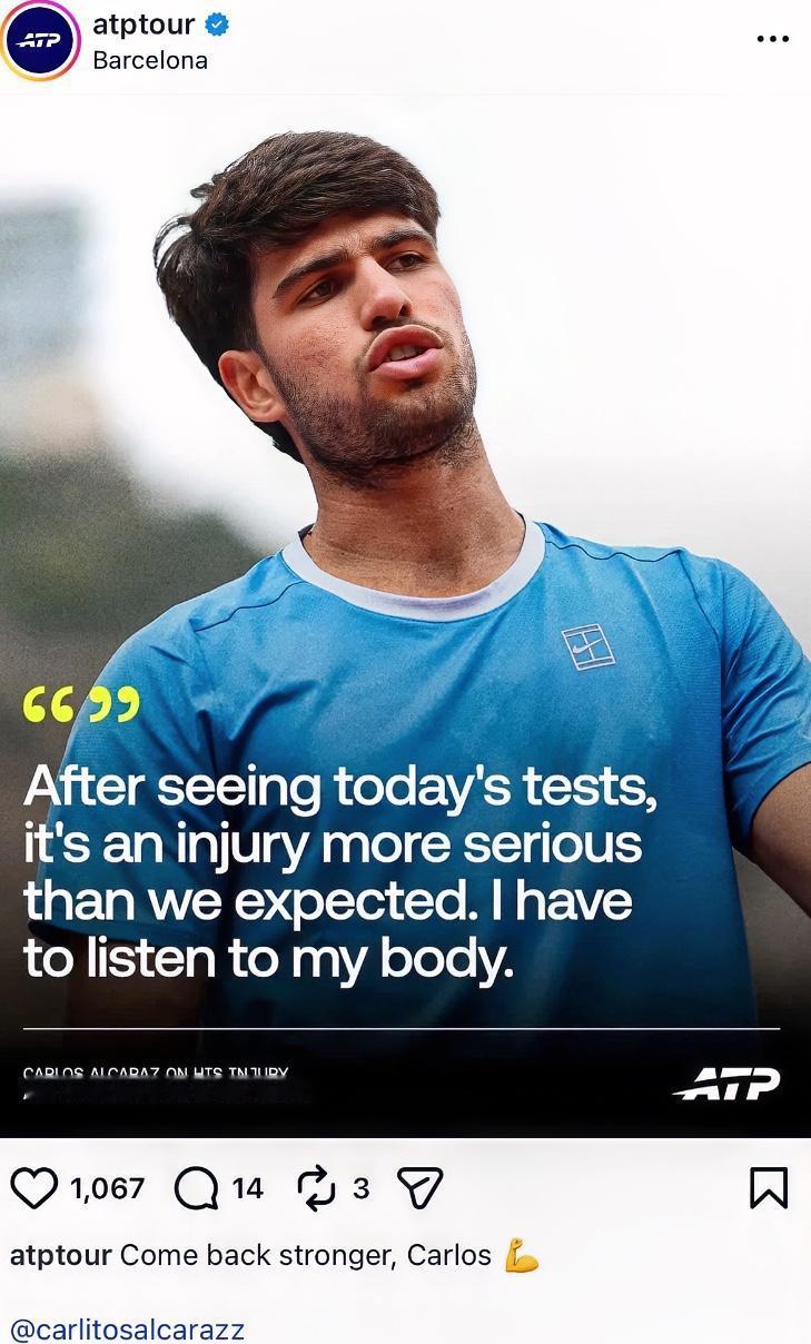 终究还是退赛了！！
网友：巴塞罗那是克阿尔卡拉斯吗？
邪门了，2025年阿卡也是