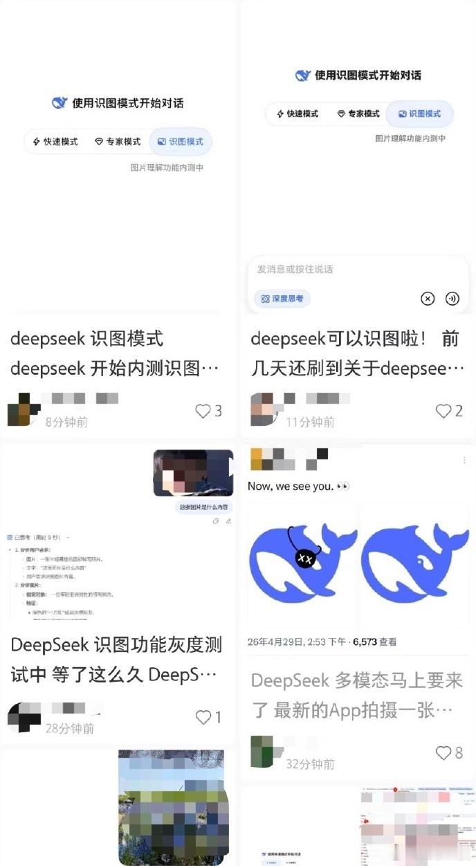 【DeepSeek 终于能“看图”了】近日，DeepSeek 正在灰度测试“识图