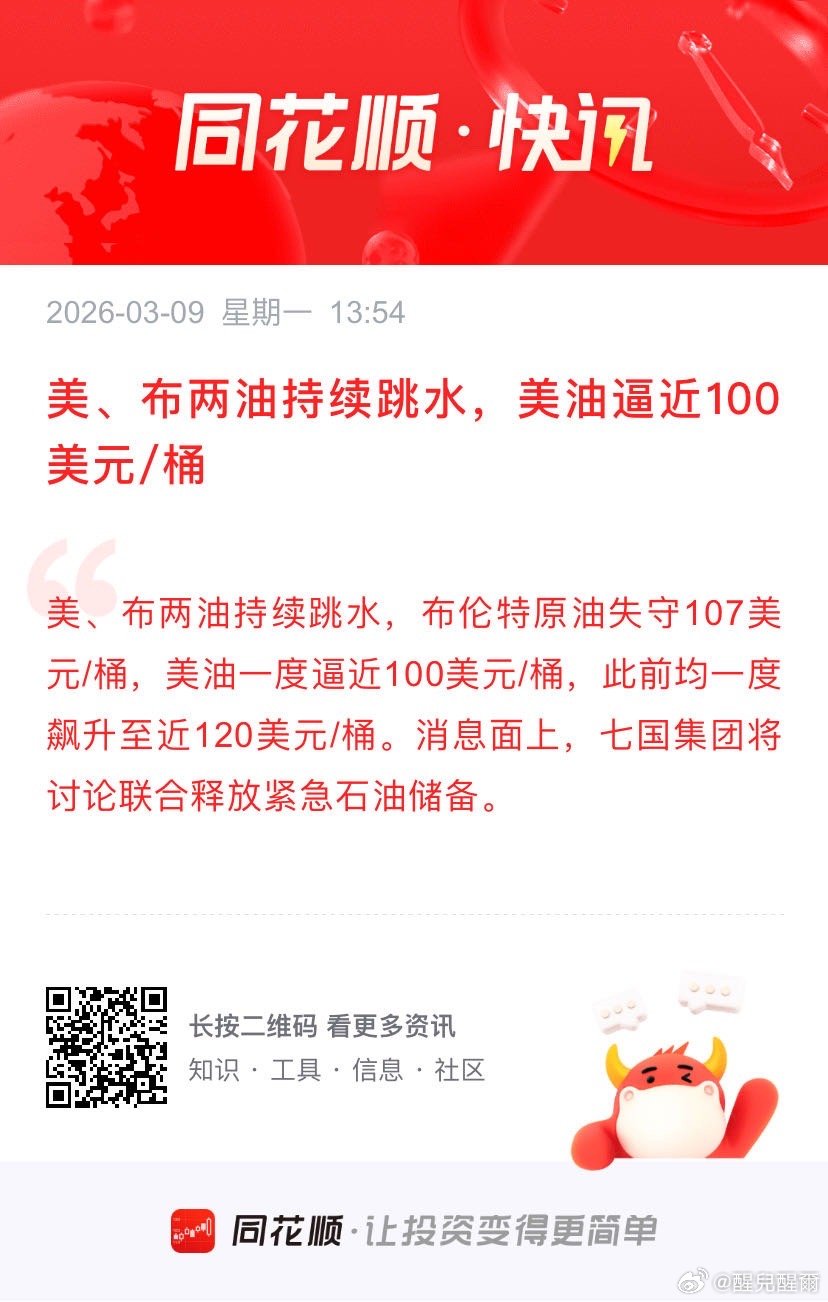 美、布两油持续跳水，美油逼近100美元/桶 美、布两油持续跳水，布伦特原油失守1