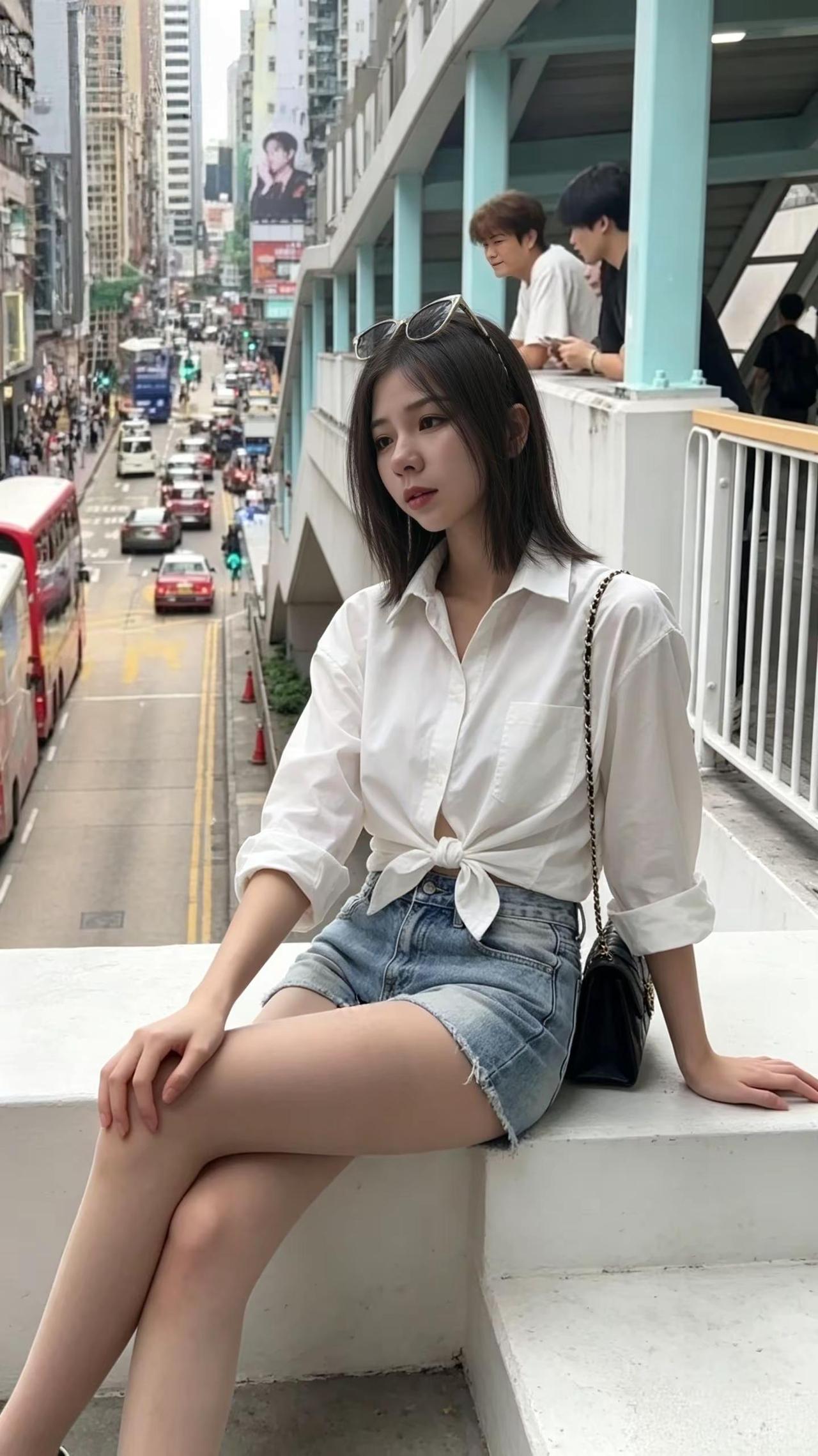 citygirl穿搭 白t牛仔裤