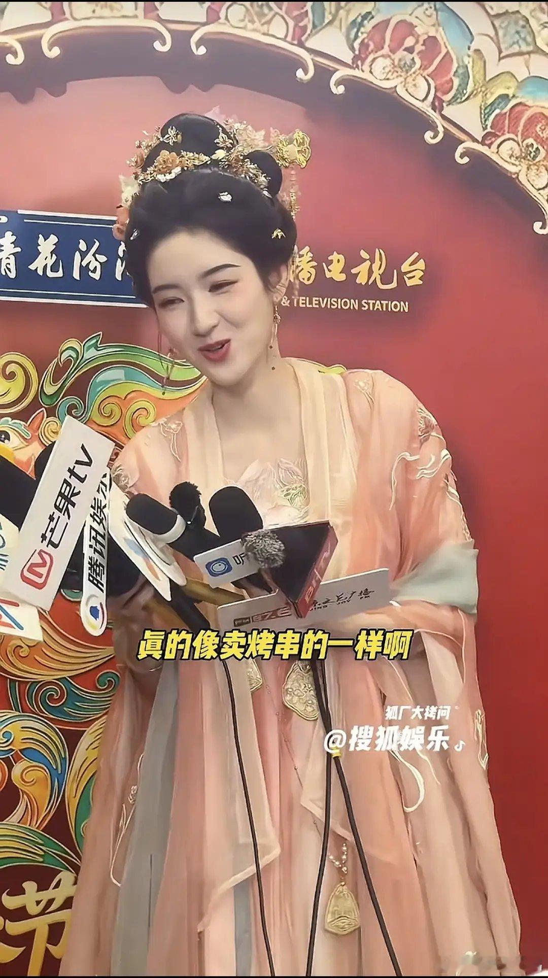 太搞笑了！王玉雯群访，手里拿一把话筒，顶漂亮脸说自己像卖烤串！！！！！ 