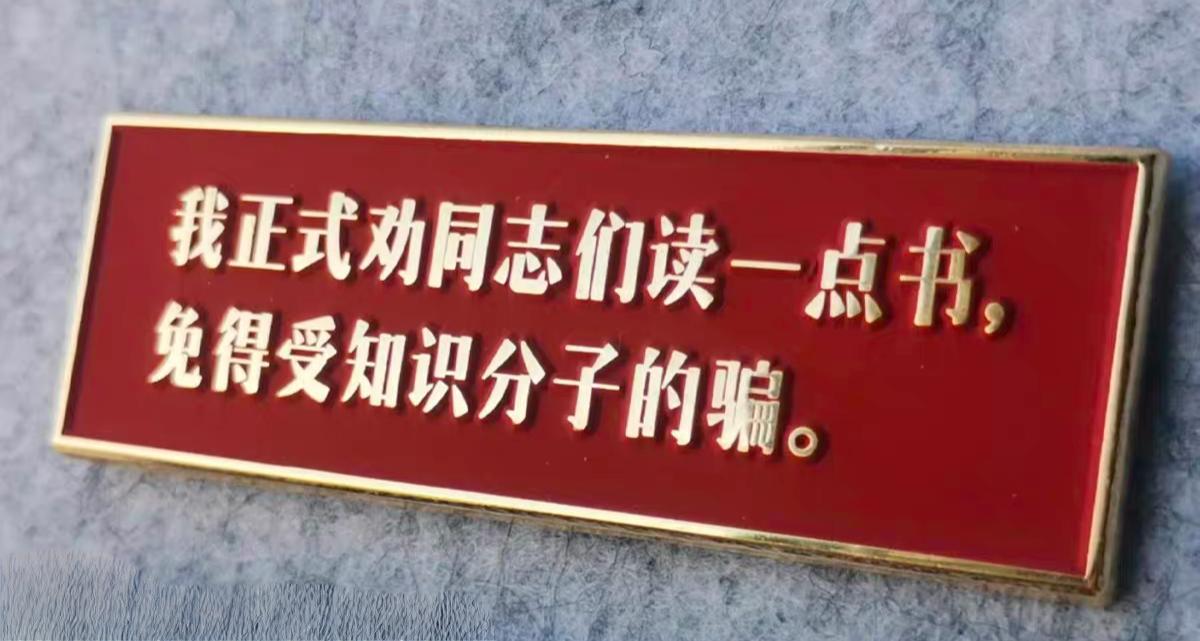 不懂就要问！我在网上看到一张图片，上面似乎是一枚佩戴用的证章。不清楚这是谁说的话
