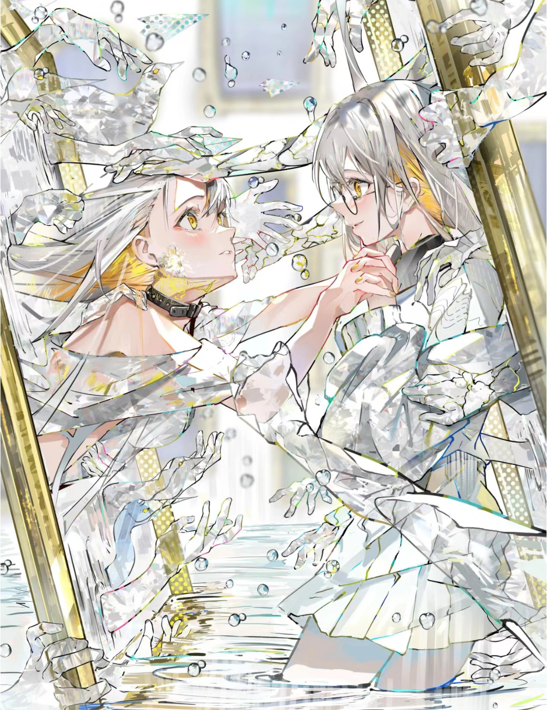 审美提升丨宝藏插画师：そんぶん像玻璃又像宝石，在透明的世界里，走向流光溢彩的梦境