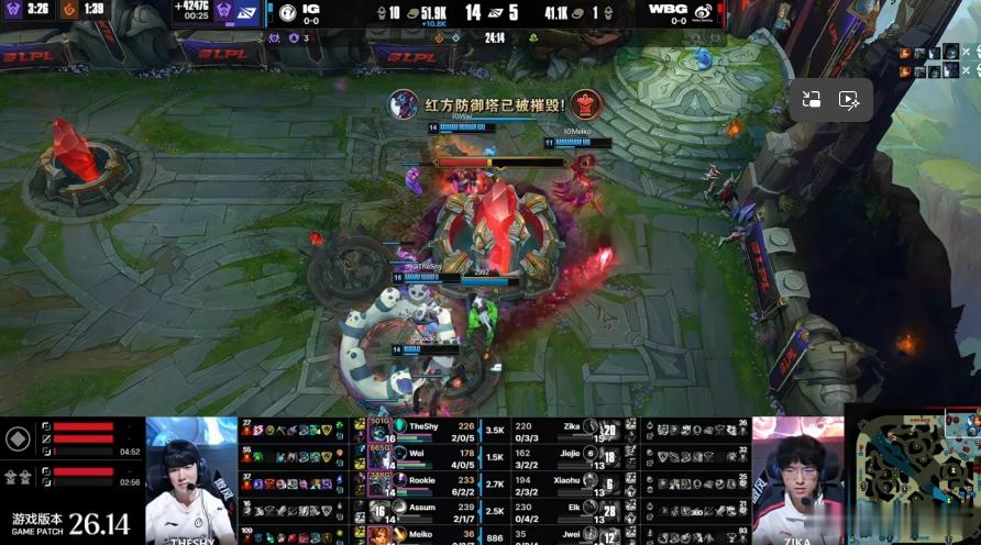 iG 2-1 WBG恭喜iG拿下本场比赛胜利！TheShy说希望进世界赛iG第三