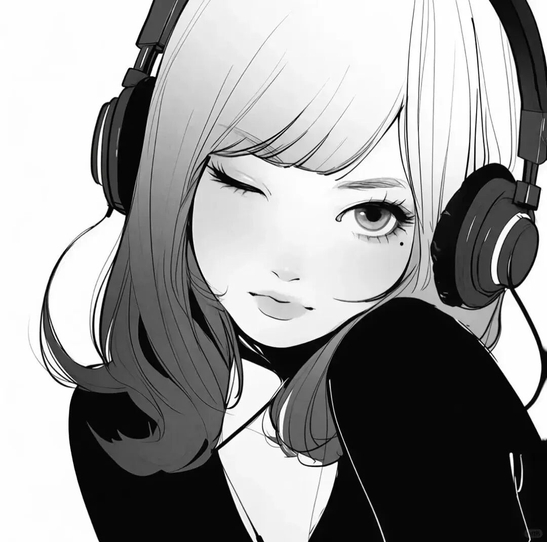 𝐒𝐡𝐚𝐫𝐞｜动漫头像｜黑白系｜甜酷女生头‎像 ​​​