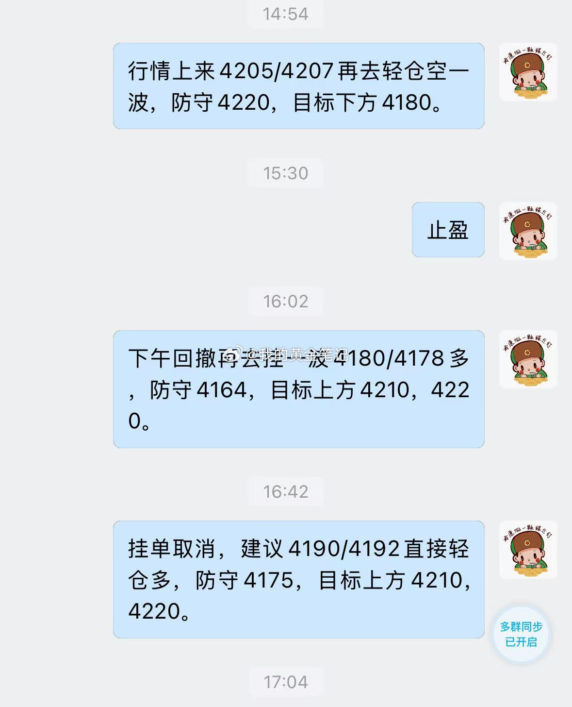 黄金下午空止盈后，4192/4191做多，现在上涨4209再止盈一波，3连胜黄金