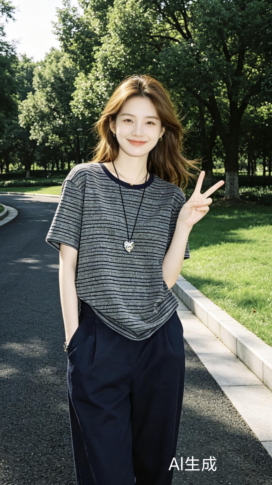 条纹搭配经典不过时 简单短t也能时尚入夏 时尚穿搭分享 短袖女装穿搭