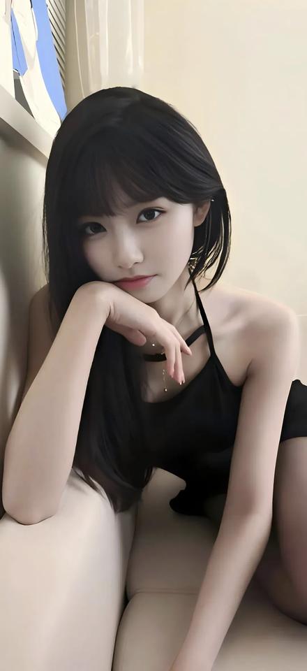 慵懒午后，黑裙少女，轻抚发梢，静享时光。分享你一张最喜欢的手机壁纸 绝美写真推荐