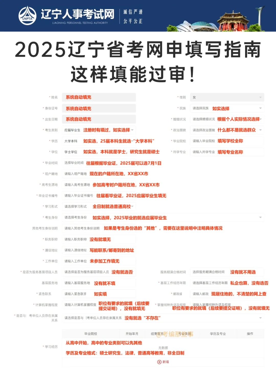 2025辽宁省考网申这样填能过审！模板👉