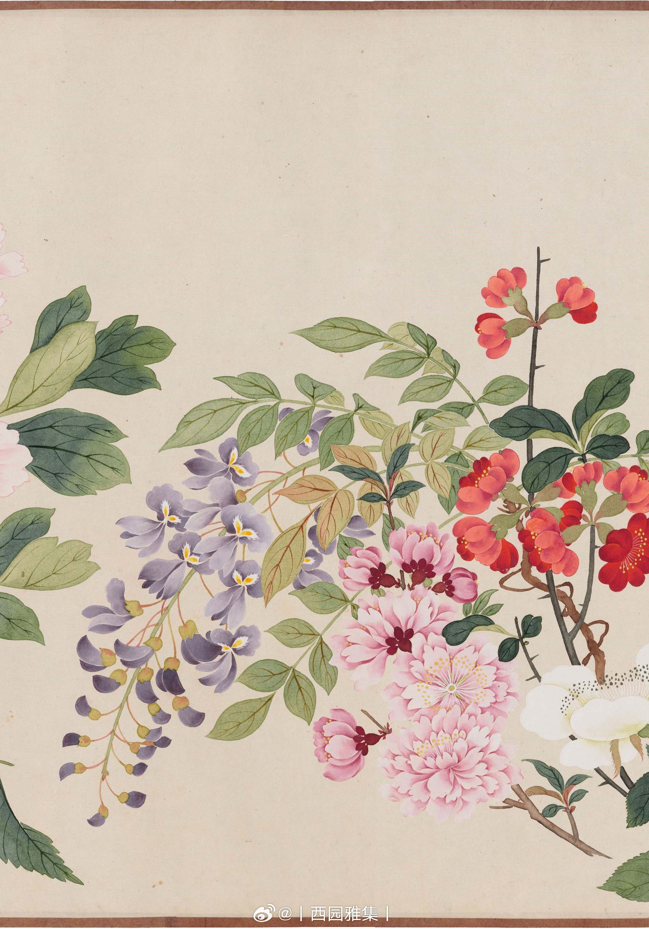 清 钱维城 《万有同春图》（图15高清长卷横屏浏览）此《万有同春》图卷由清代画家