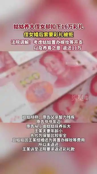 16万彩礼闹翻姑侄！驻马店这场亲情官司，结局太通透
 （个人观点仅供参考，无任何
