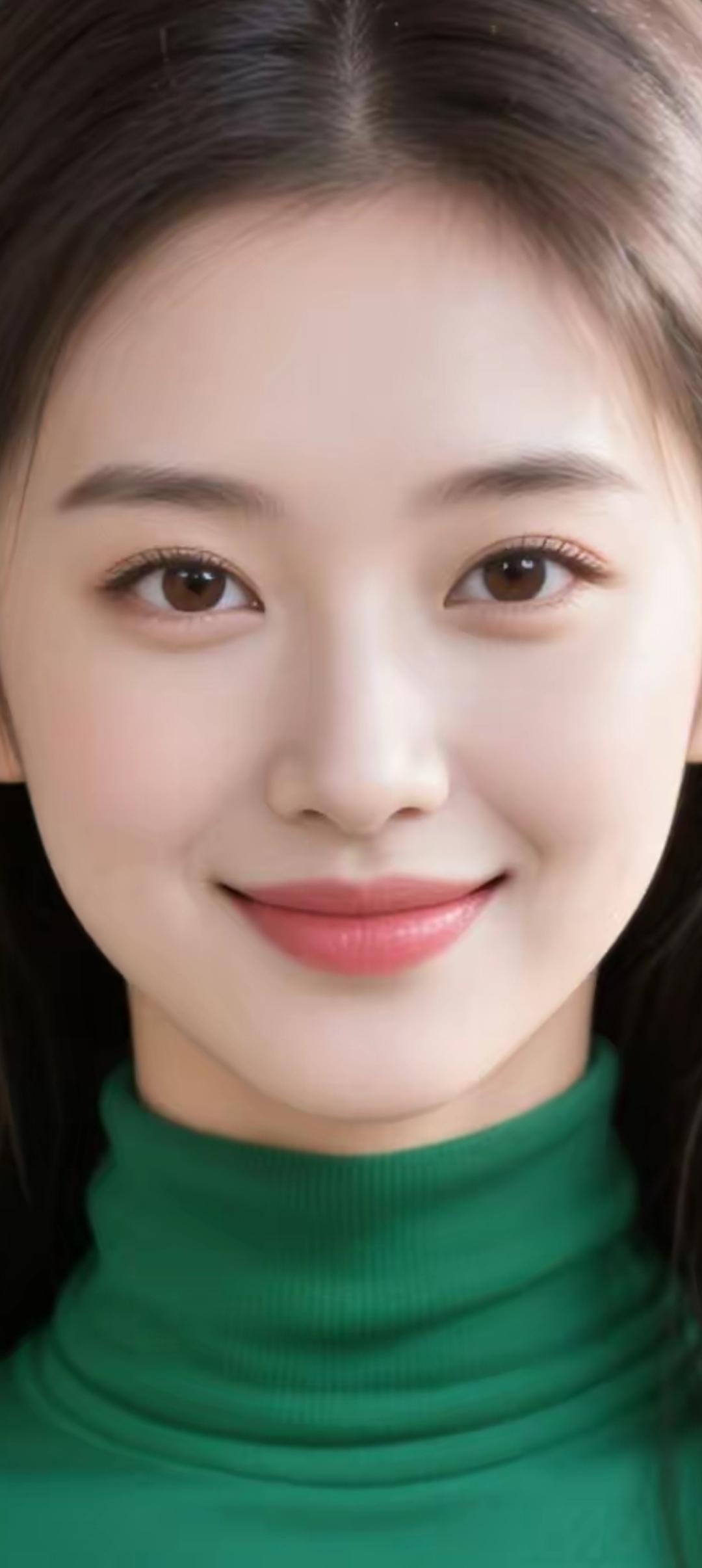 温柔微笑，绿衣少女，清新自然，元气满满！🌿😊