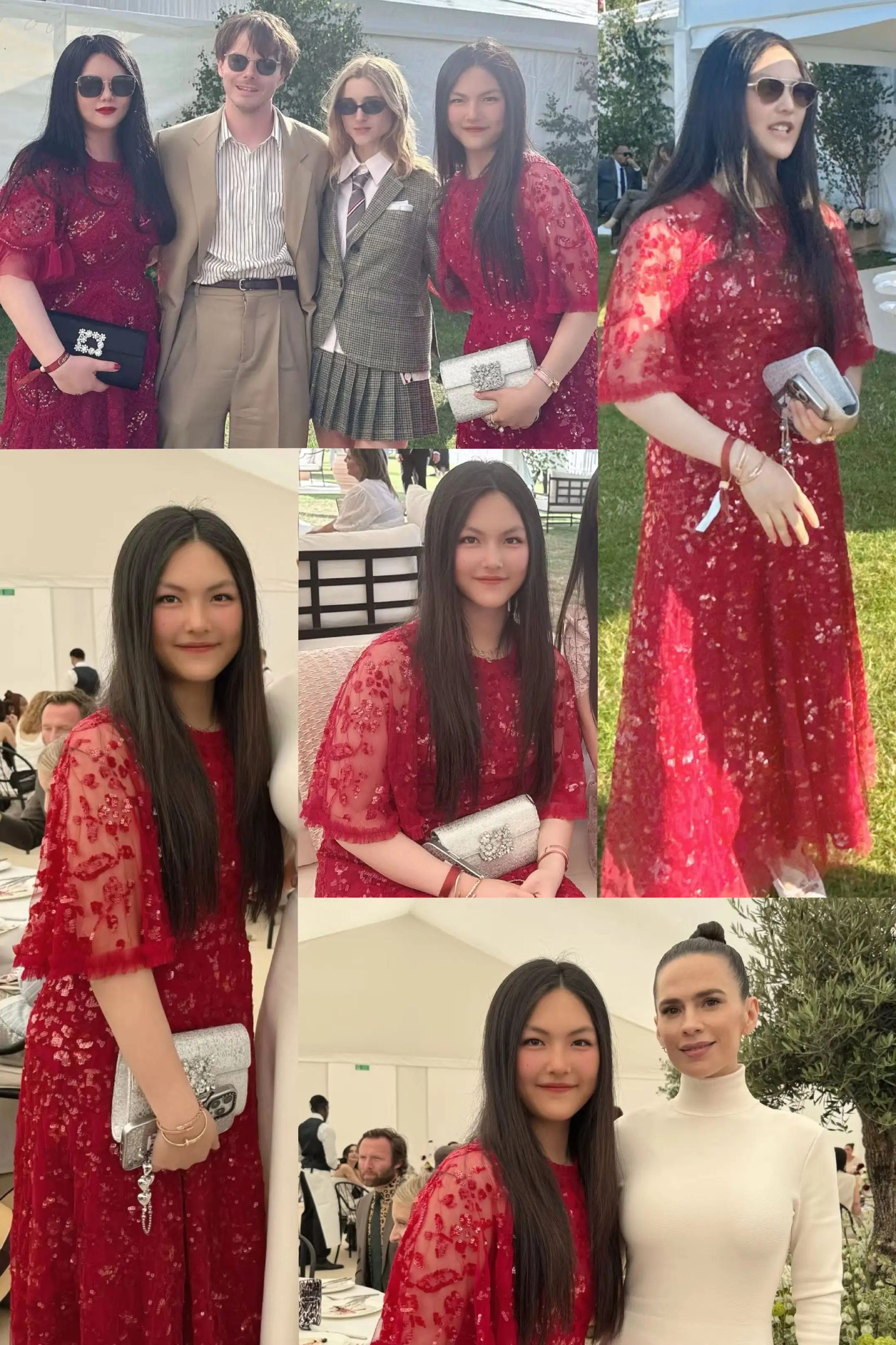 王诗龄跟妈妈穿红裙参加英国皇室活动。王诗龄气质成熟，翻版李湘的感觉，母...