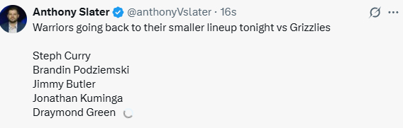 勇士首发出炉~ ​​​