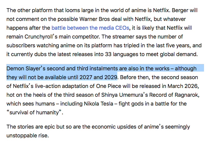 TNABO 卫报疑似确认了两部《鬼灭之刃：无限城》续集将在2027跟2029年上