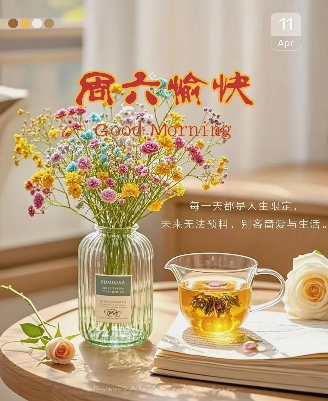 🍁²⁰²⁶/₀₄.₁₁ ᵕ̈🌿

早安~清晨有风，

枝头有花，心中有暖。