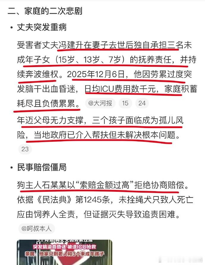 女子被大狗撞倒身亡养犬人接受调查犬患让这一家人如同进入地狱：妻子身亡，丈夫维权路