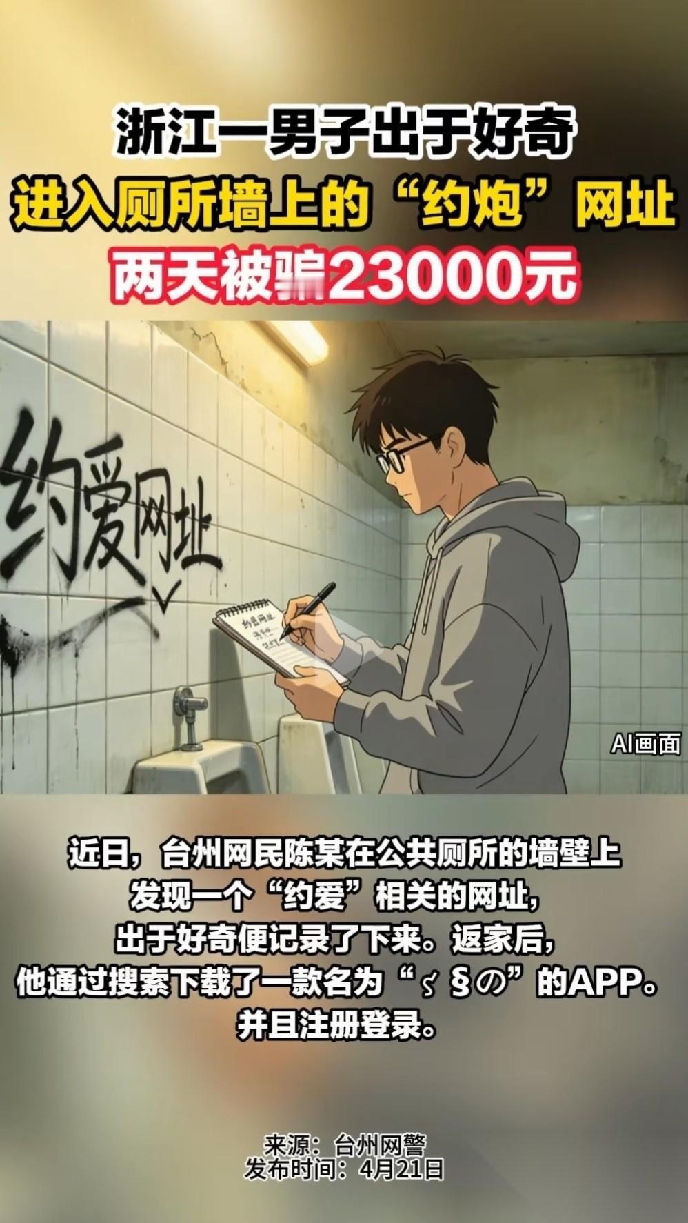 色迷心窍！浙江台州，男子在厕所方便时，猛然看到墙上贴着一张美艳少妇的图片，下面还