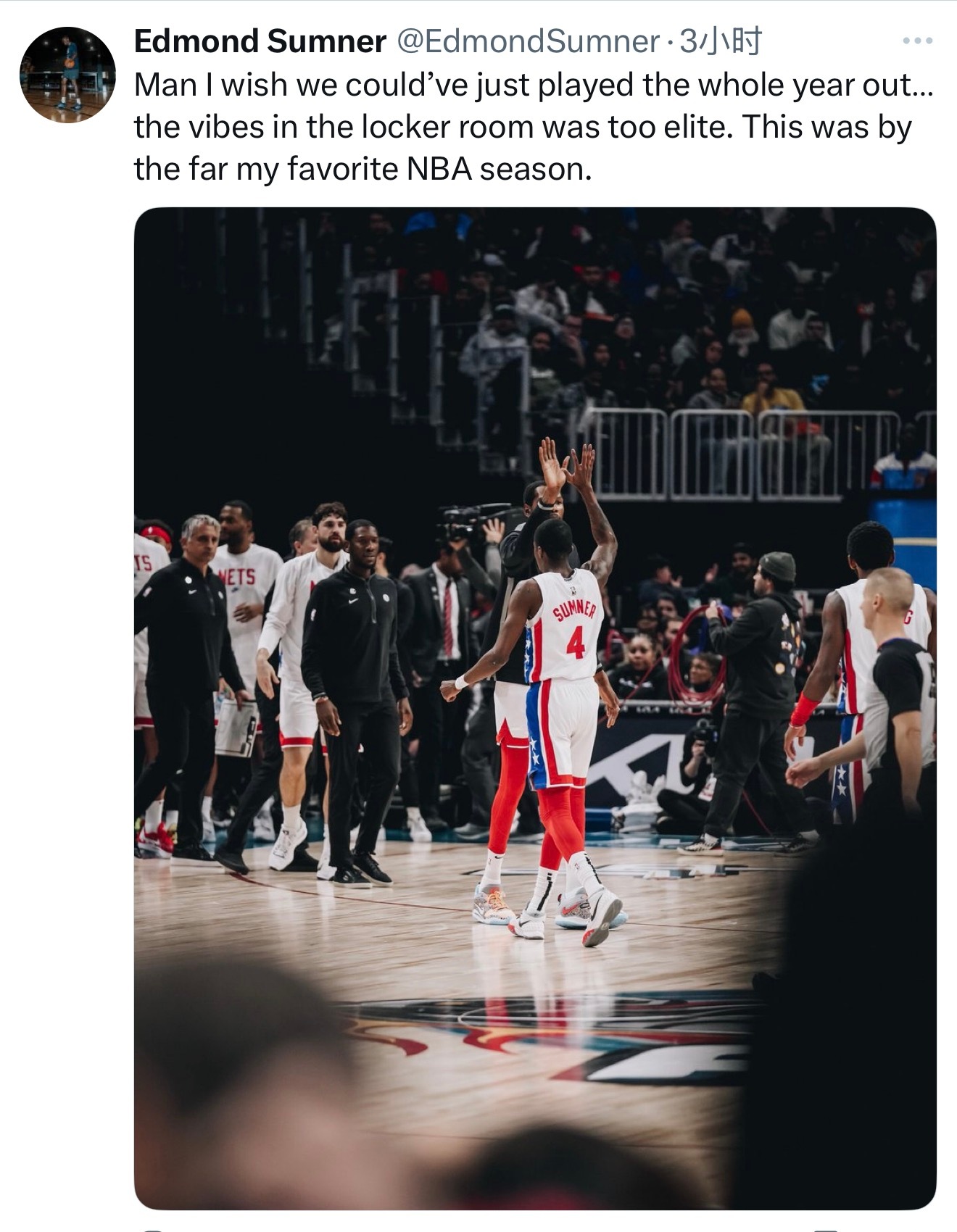 今夕是何年 [泪奔][泪奔][泪奔]萨姆纳三小时前发推：唉，真希望我们能打完整个