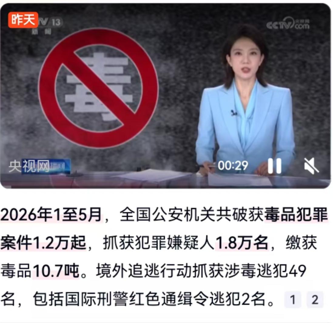 今天是第39个国际禁毒日，公安部交出了一份沉甸甸的“扫毒答卷”。今年1至5月，全