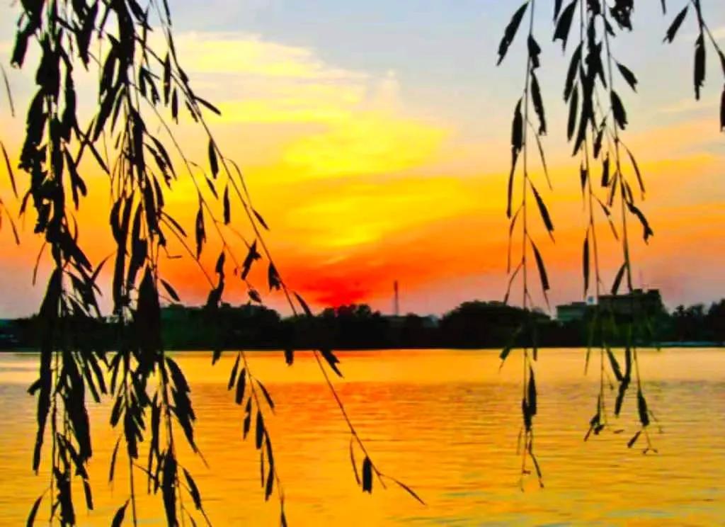 风拂柳，意绵绵，柳色如烟又一年。
　　霞光淡远，难越关山，人间冷暖，踏尽尘烟，风