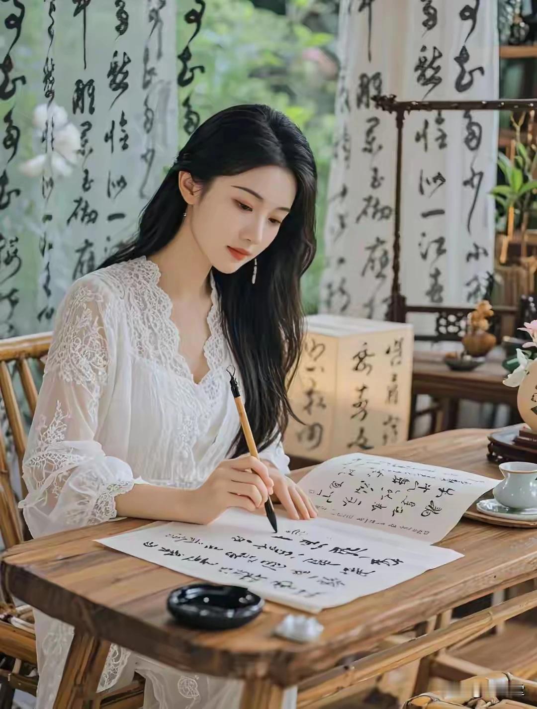 上联：砚凝清露书声寂，
下联：笔走龙蛇泣鬼神。