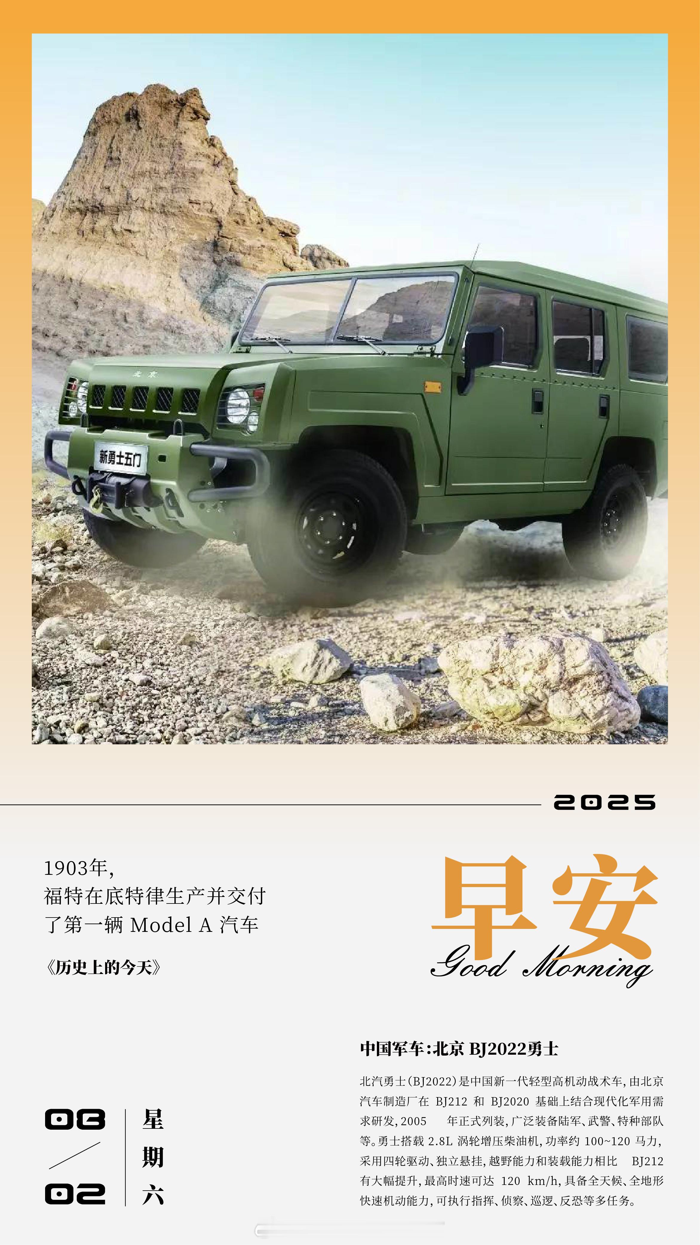 中国军车：北京 BJ2022勇士北汽勇士（BJ2022）是中国新一代轻型高机动战