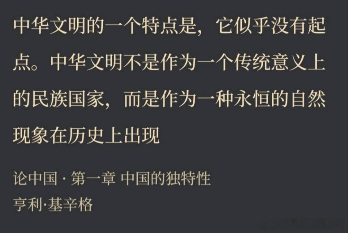 “中华文明不是作为一个传统意义上的民族国家，而是作为一种永恒的自然现象在历史上出