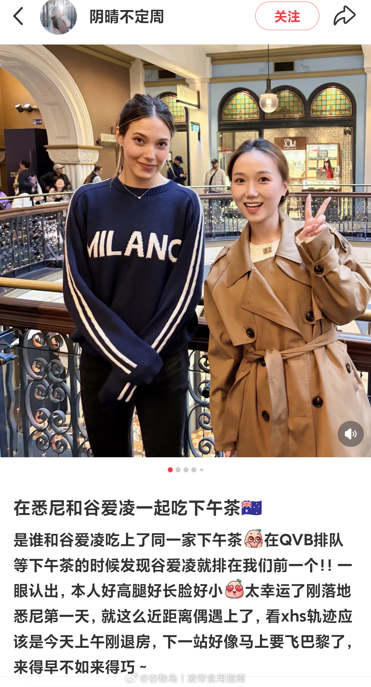 【🍠偶遇】谷爱凌严选居然还有悉尼偶遇的新帖子！！！博主吃了谷子推荐的 tea 