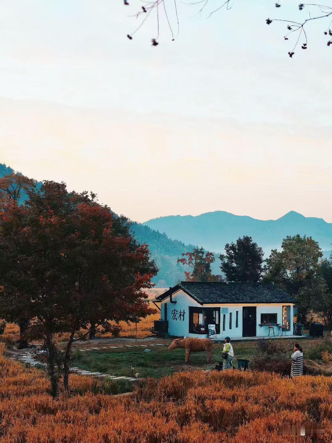 走到宏村郊外的那一刻，心好像突然被揉软了。
 
秋日的风卷着稻穗的香气扑过来，脚