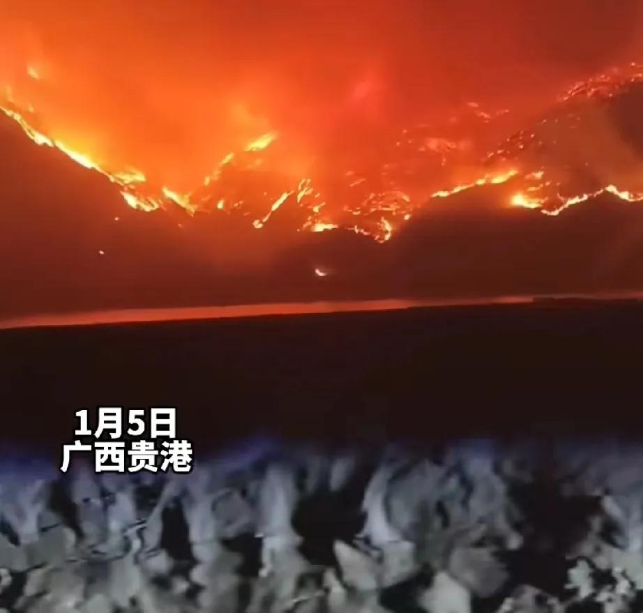 1月5日，广西贵港港北区的石牛水库平天山区域突发山火，火势迅速蔓延，引发广泛关注