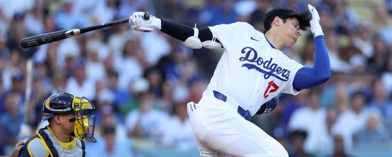 大谷翔平打出两个月来第一个本垒打。然而道奇4比6输给酿酒人，0比4被酿酒人淘汰，