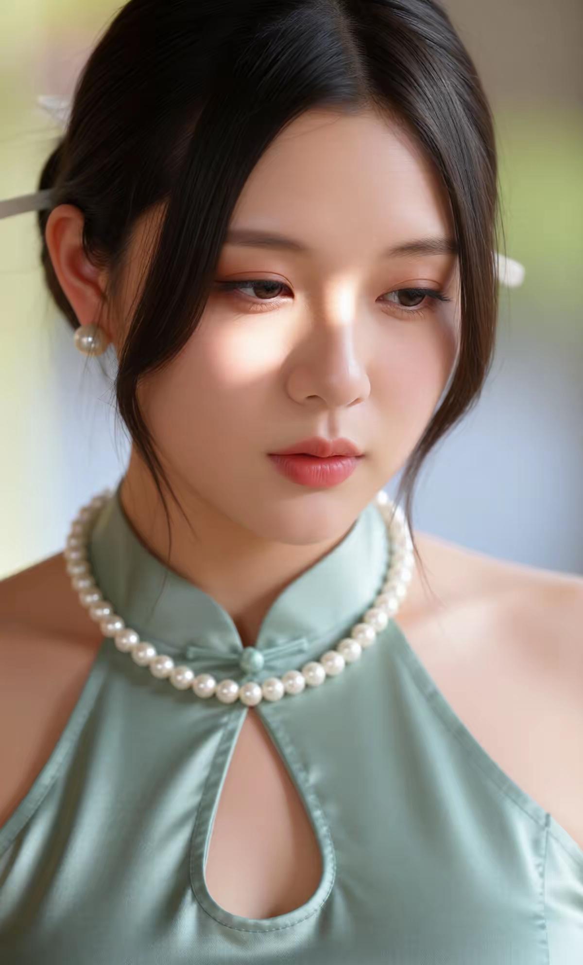 旗袍美女，妩媚动人，非常好看。