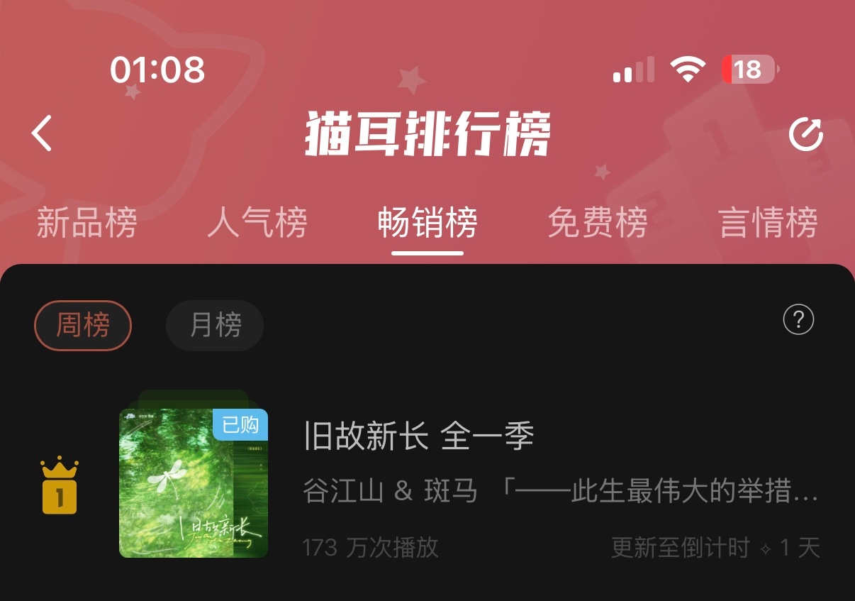 广播剧旧故新长[超话]  三榜第一☝🏻🏆正好今天开播[期待] ​​​