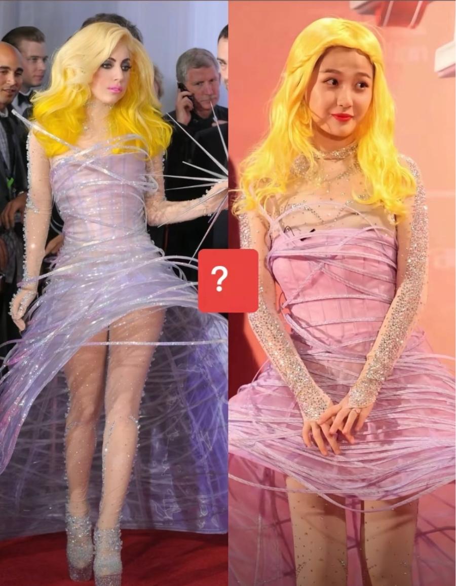 虞书欣居然是 Lady Gaga 粉丝，造型团队致敬过嘎嘎！
这是 Lady G