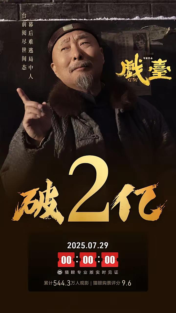 《戏台》票房破2亿！陈佩斯还差多少钱回本？​一觉醒来，电影《戏台》票房破两亿了。
