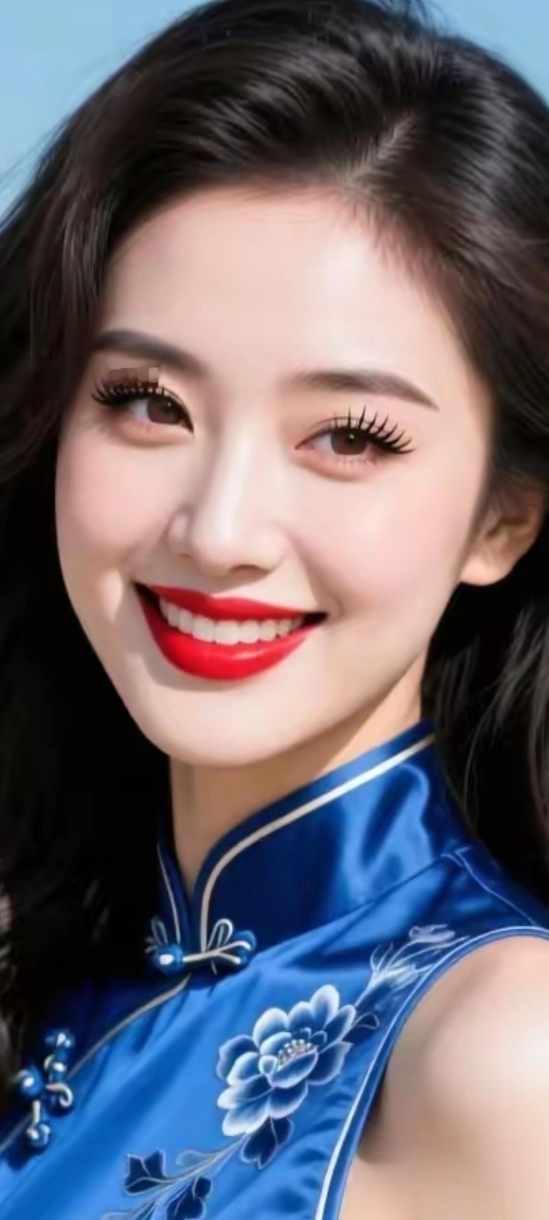 优雅蓝旗袍，绽放东方魅力！🌸✨