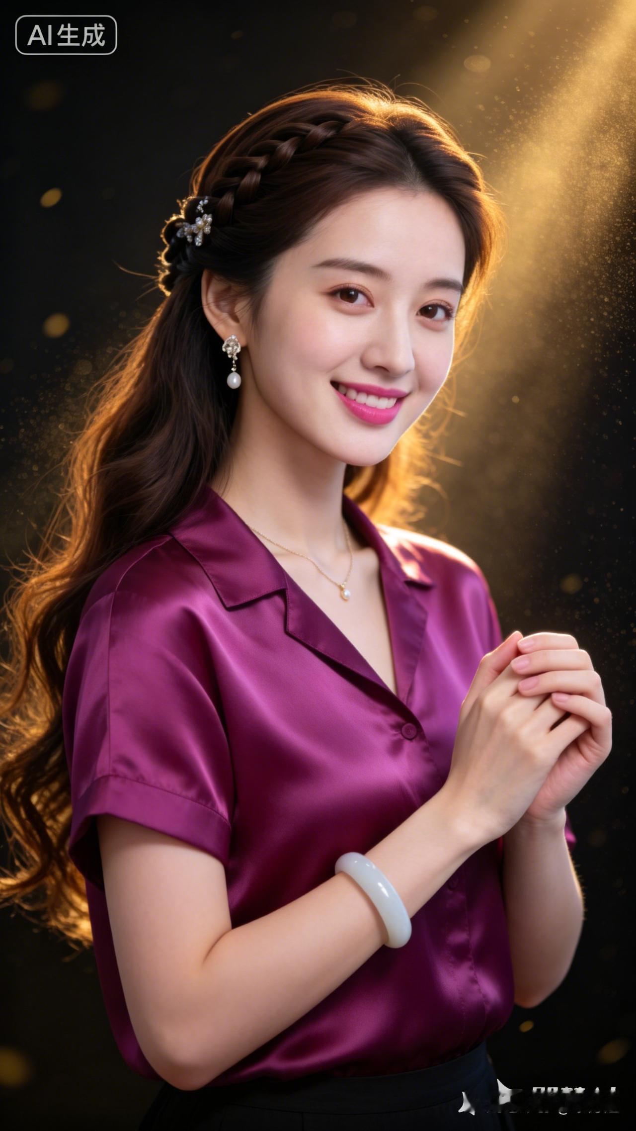 优雅紫衣少女，微笑如阳光般温暖！