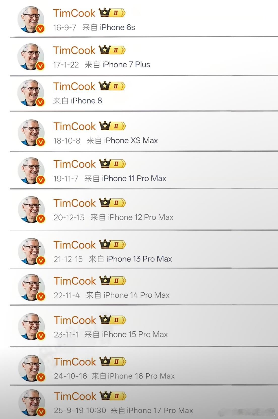 这个男人，十年以来做到了每一年都在换手机。 