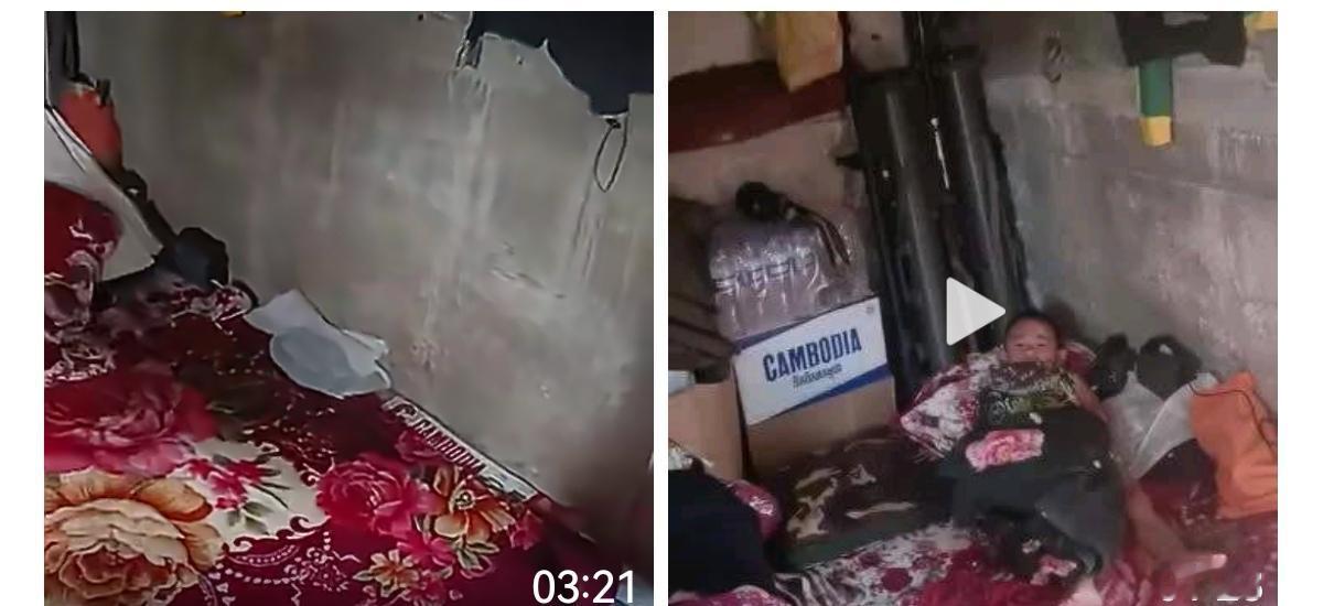 前线的柬埔寨士兵家属拍摄的视频，不少柬埔寨军人都将自己的家属带到前线。 

柬埔