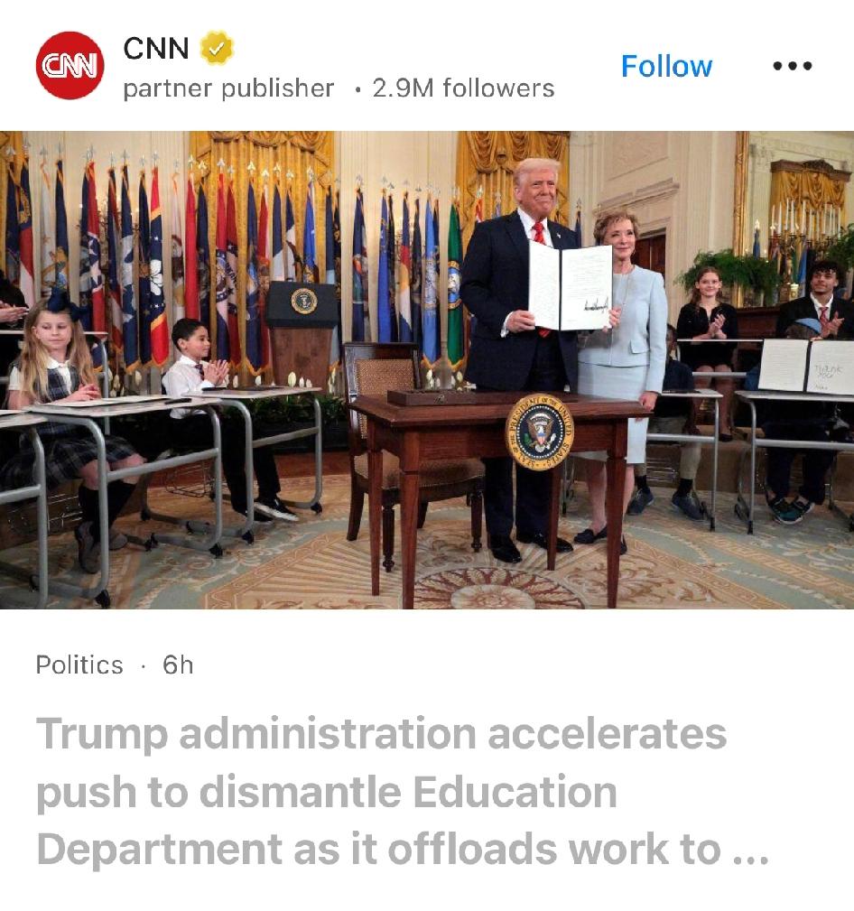 美国教育部周二宣布将进一步拆解该机构，通过将剩余的大部分工作转移给其他联邦部门，