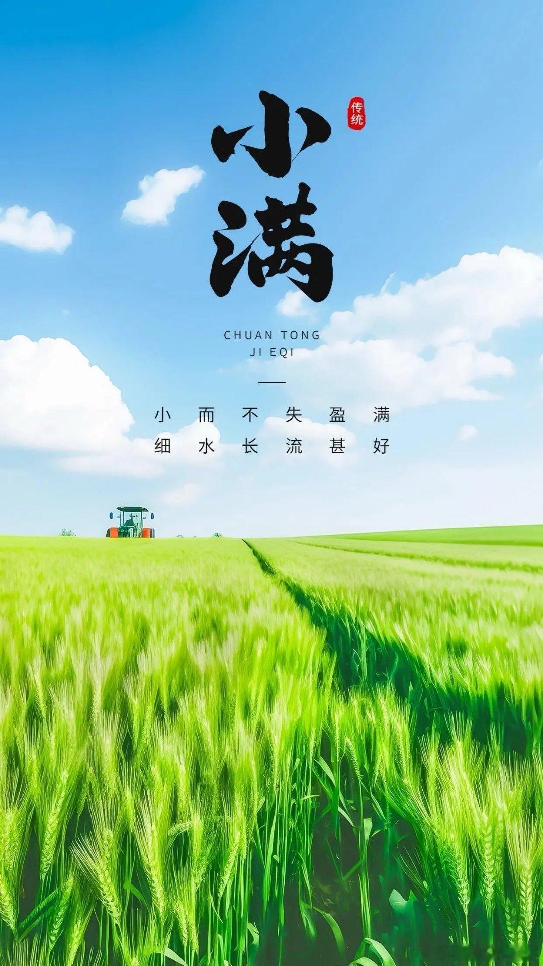 小满节气风柔日暖，夏意初长麦穗渐盈，万物小满不慌不忙，恰到好处日子慢慢饱满，岁岁