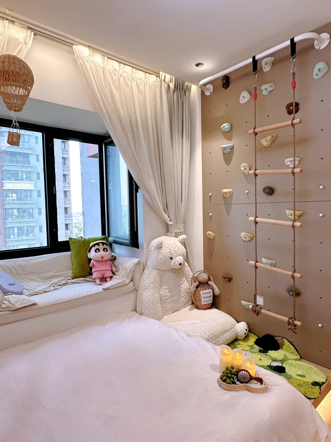 摊牌了‼️我家儿童房有一整面攀岩墙，馋哭了