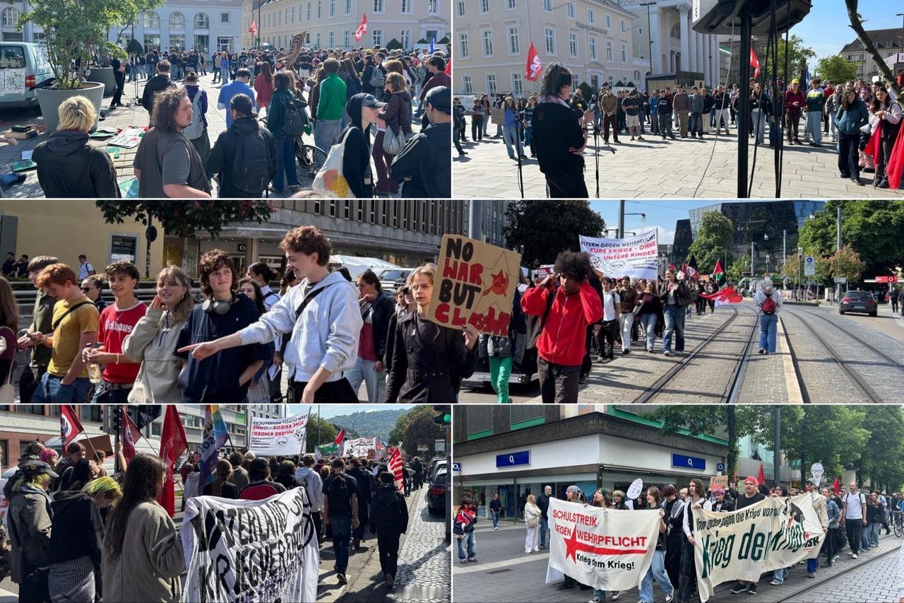 9月25日，德国多地学生走上街头，反对强制征兵体检和可能恢复的义务兵役制。组织方