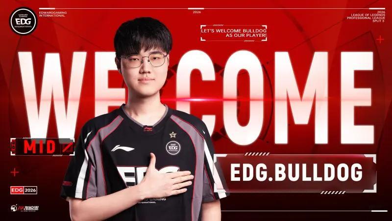 今日EDG发布人员变动公告，中单选手BuLLDoG即日起加入队伍！网友热议：- 