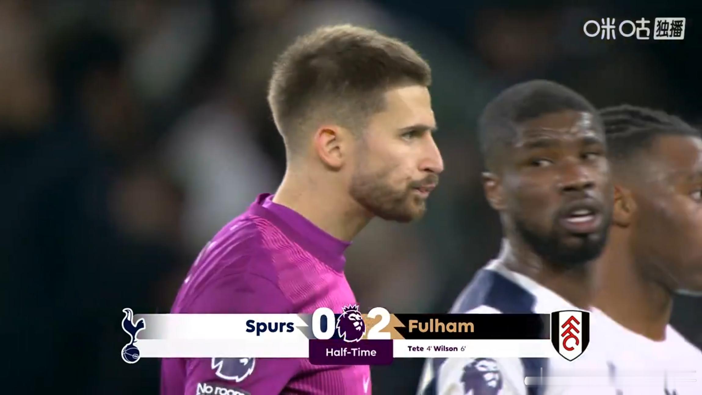 半场结束，热刺暂0-2落后富勒姆大伙如何评价上半场比赛 热刺vs富勒姆英超联赛